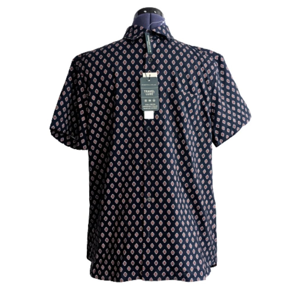 Perry Ellis Travel Luxe Men's Navy Blue Button Down Shirt Total Stretch NWT - Picture 1 of 8